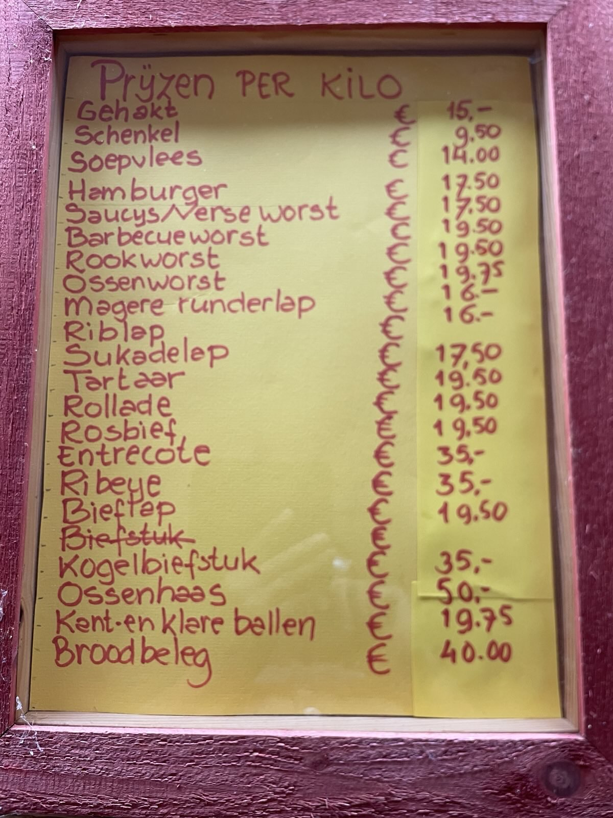 vleesprijzen